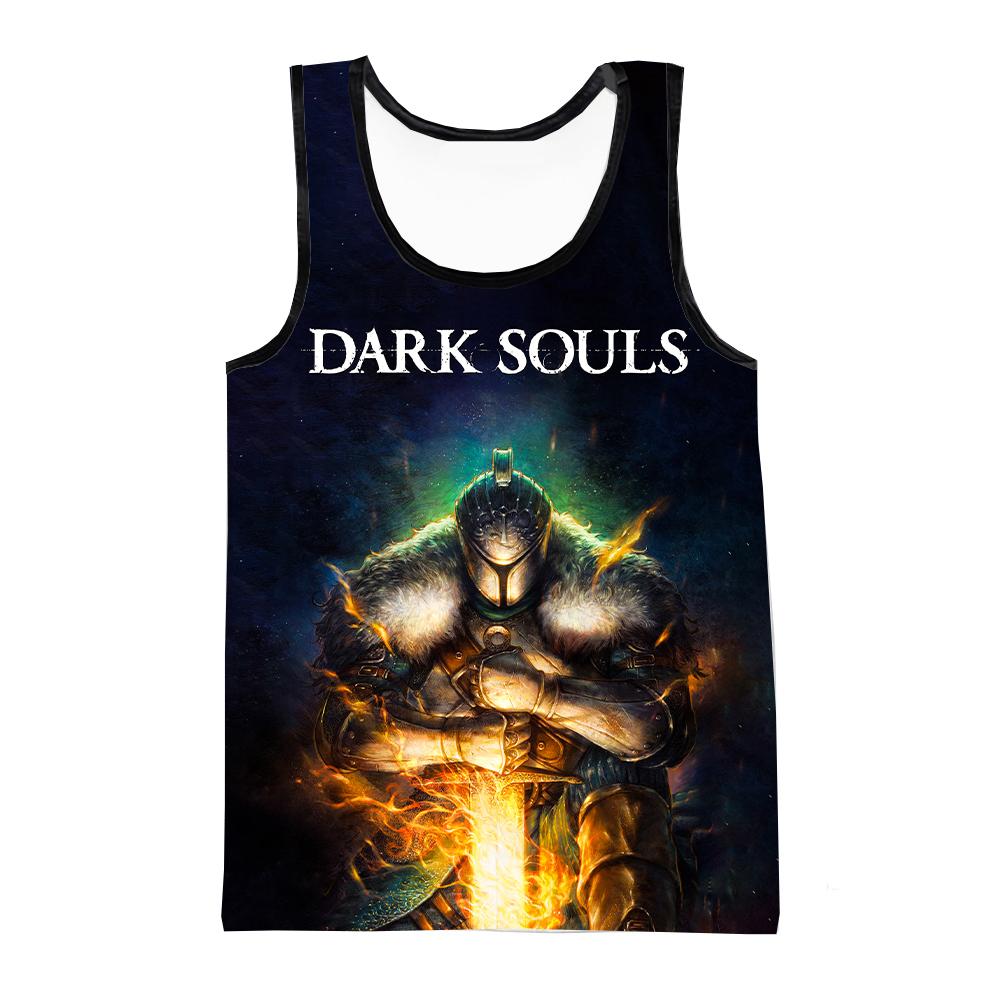 Летние Игровые 3D-печать Майки Dark Souls Мужская Мода Оверсайз Безрукавка Бодибилдинг Фитнес Тренажерный Жилет Мужская Одежда