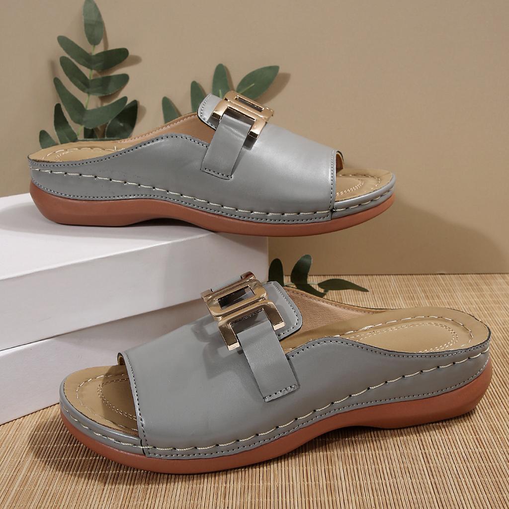 Женские летние шлепанцы на платформе больших размеров с открытым носком и ремешком