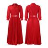 Women Elegant Solid Color Dress Tunic Dress Midi Dress with Belt Sexy V Neck Shirt Dress Plus Size