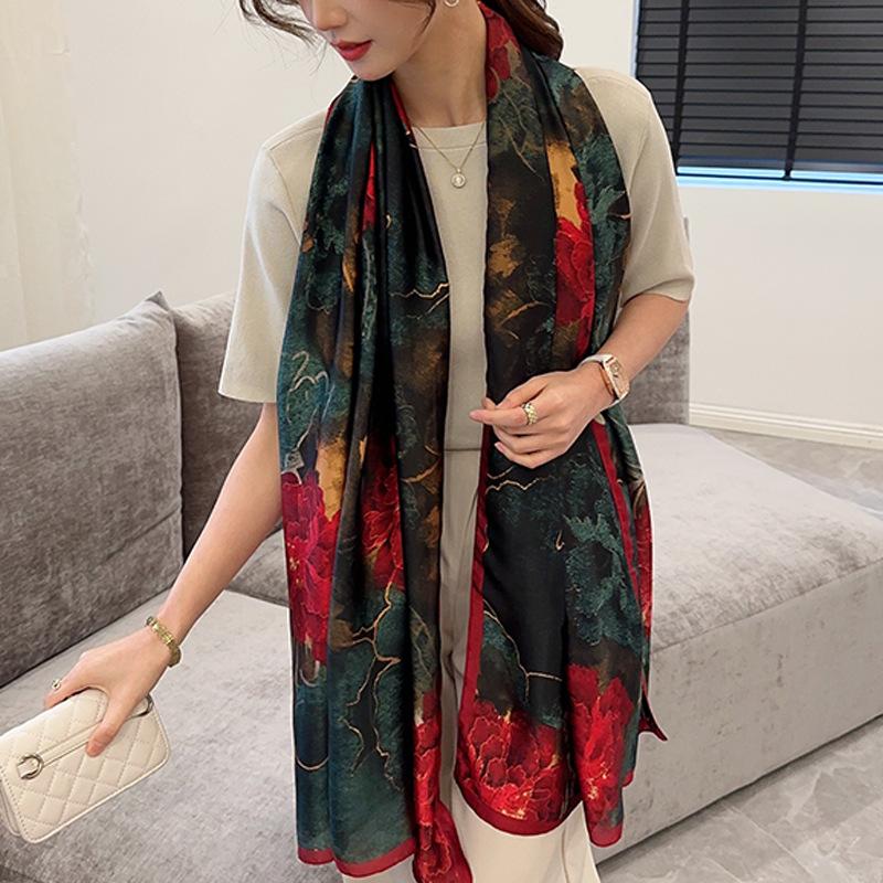 Women Print Hijab Bandanna Muslim Designer Silk Scarf Neck Scarves Woman Shawl Female Summer New Wrap Neck Apparel Accessories