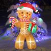 Рождественский надувной пряничный человечек со светодиодной подсветкой, милый гигант 94,49 дюйма, украшения для двора для
