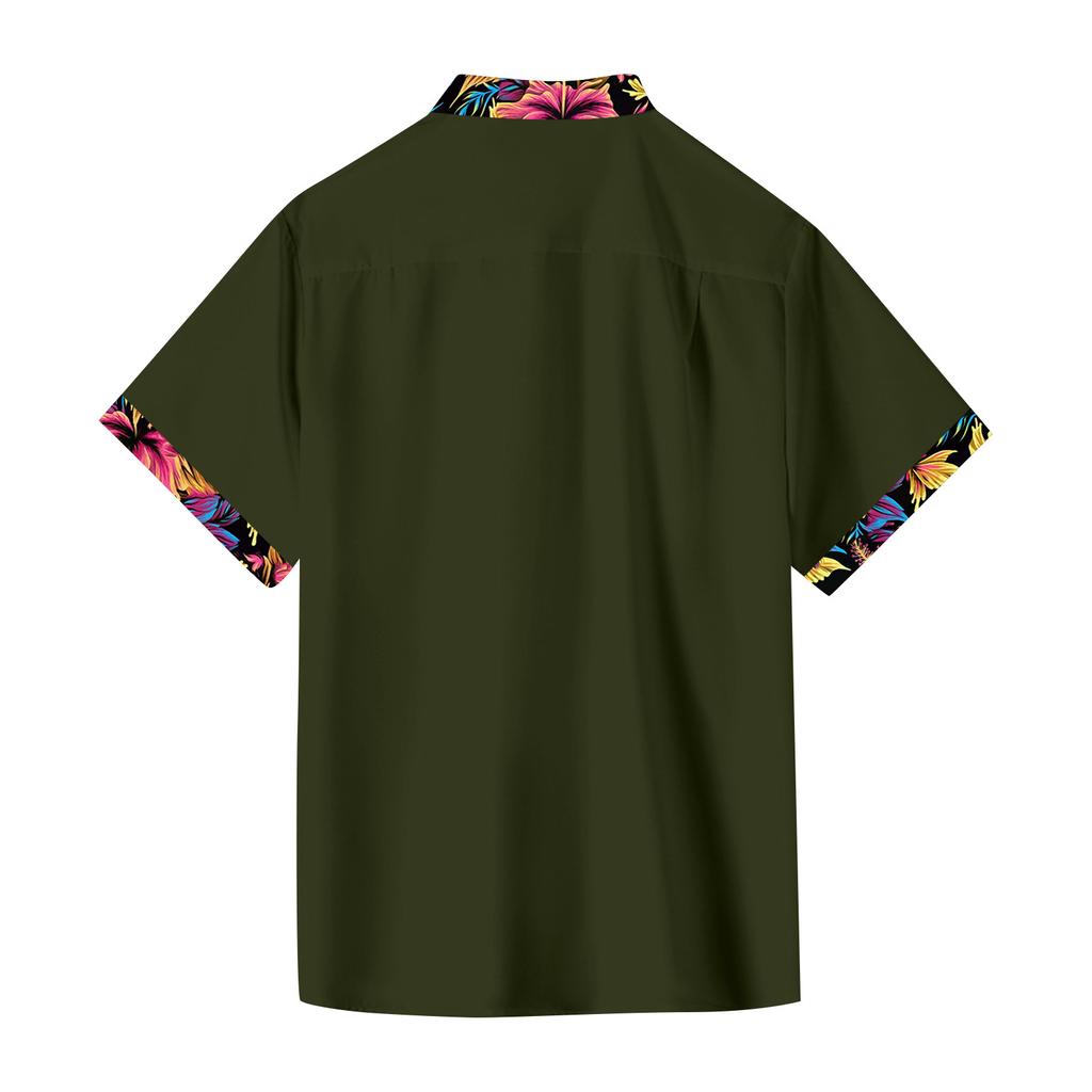 Гавайская рубашка для мужчин, мужские винтажные рубашки для боулинга на пуговицах, летняя пляжная рубашка с коротким рукавом