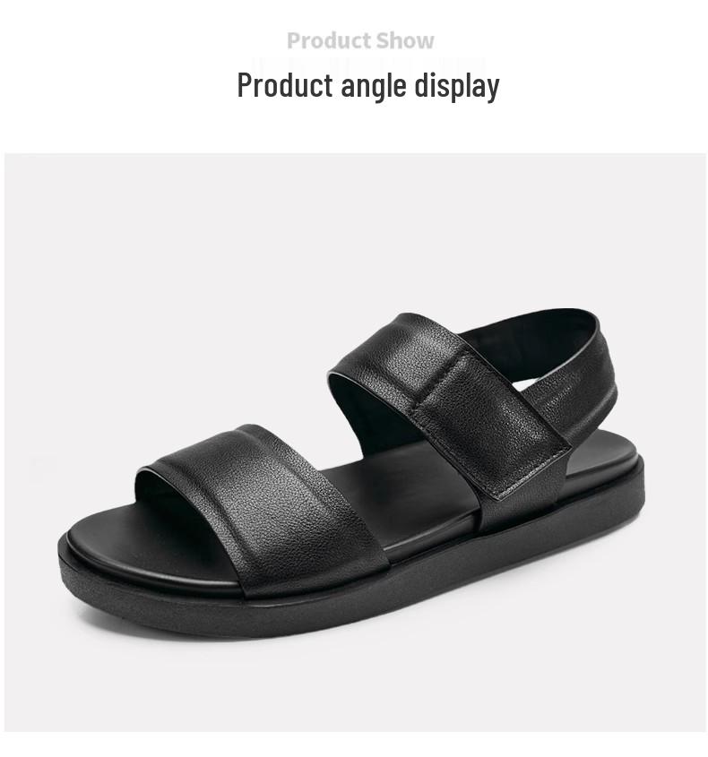 Мужские дышащие сандалии из натуральной кожи 2025: Мягкая подошва, противоскользящая, уличная, пляжная и спортивная обувь