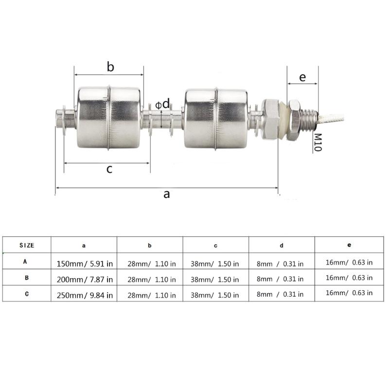 Stainless Steel Double Ball Float Switcher  Automatic Liquid Level Sensors For Water Tank Pump  Liquid Level Sensors