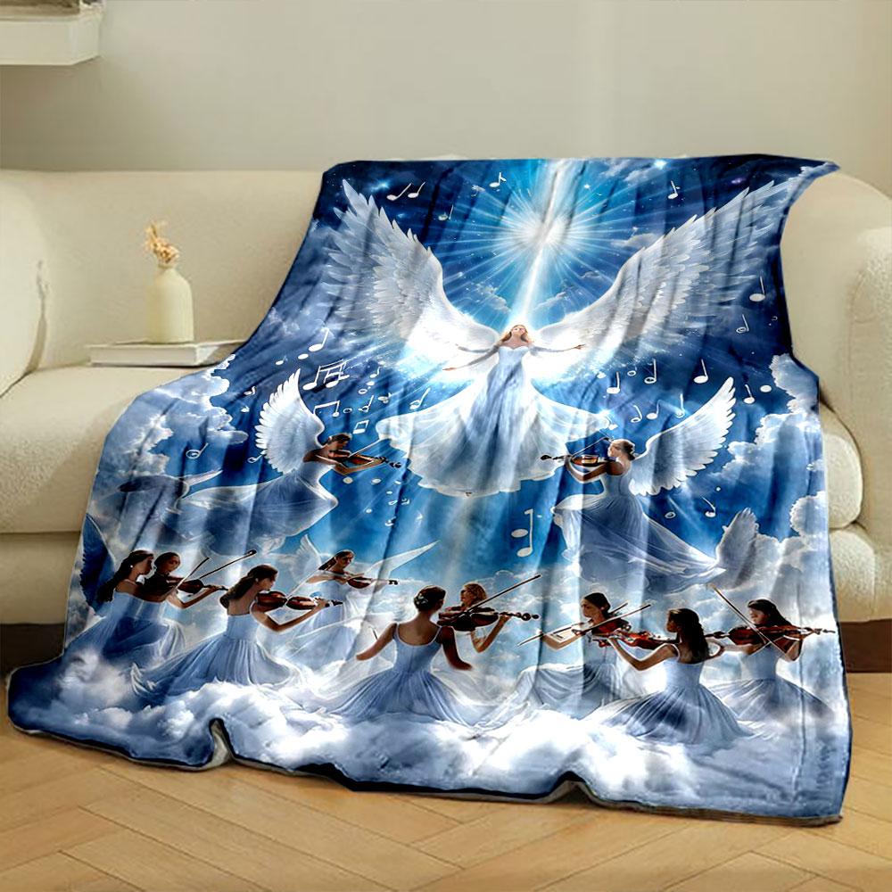 Angelic Violin Choir Blanket Printed Blanket for Living Room Bed Couch lunch break Soft Cozy Blanket for Friend's festival Gift