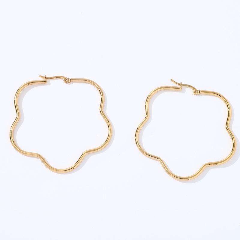 Серьги-кольца из нержавеющей стали с геометрической пятиконечной звездой золотистого оттенка