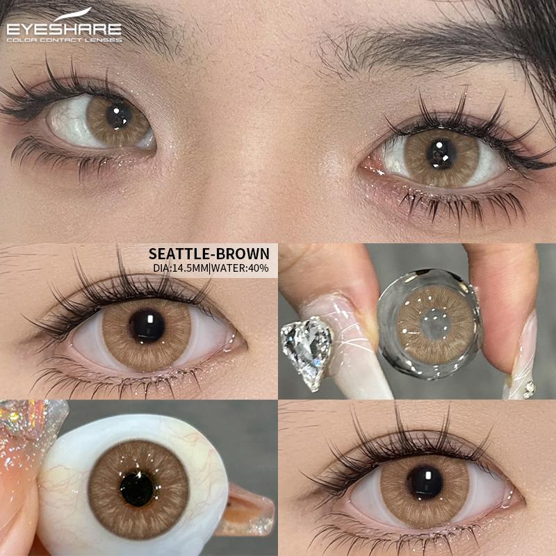Eyeshare 1 Pair New Fashion Color Contact Lenses Light Color Series Brown Gray Pink Purple Beauty Contact Lenses Korean Contact Lenses Natural Fashion