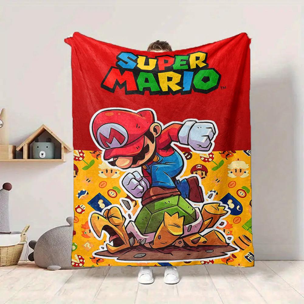 1pc Mario Adventure Cozy Print Blanket Lightweight Warm Flannel Throw Blanket For Sofa, Bed, Living Room