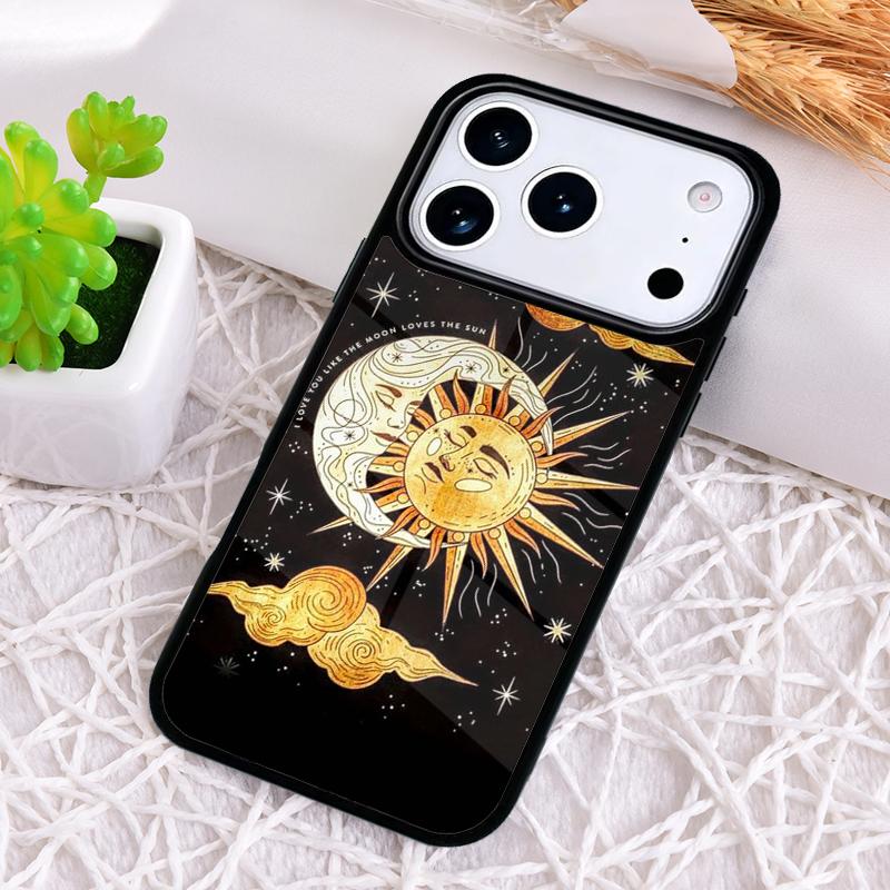 Ударопрочный чехол для телефона с изображением Солнца и Луны для iPhone 17 Air 16e 15 11 12 14 13 Pro Max Чехол Coque