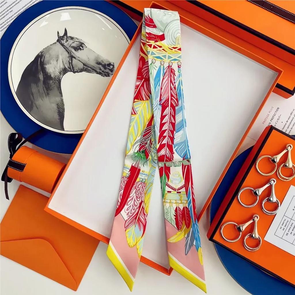 100% Mulberry Silk Ribbon Long Hair Bows Scarf Headscarf Fashion Hair Ties Ribbons Multifunctional Headband Bandana Hair