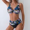 2025 Sexy Vintage Swimsuit Women Printed High Waist Bikini Set V-neck Swimwear Female Padded Bathing Suit Swimming Beachwear