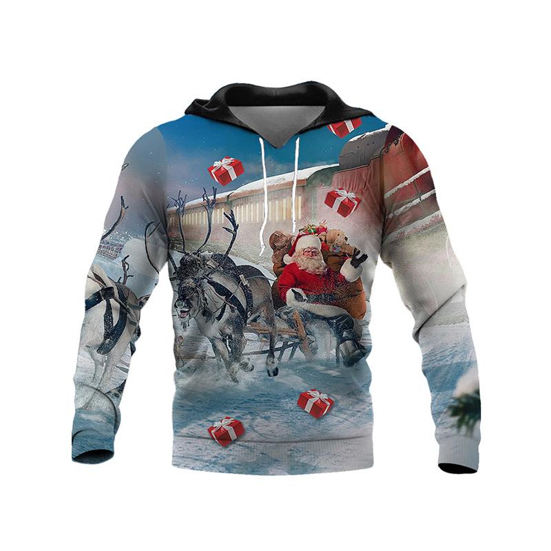 Мода 3D Счастливого Рождества Рождество Новые толстовки и свитшоты Детские свитера Санта-Клауса Унисекс Зимние Harajuku с капюшоном Толстовки с капюшоном