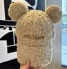 New cute bear ears baseball cap children autumn and winter lamb wool warm versatile face cap