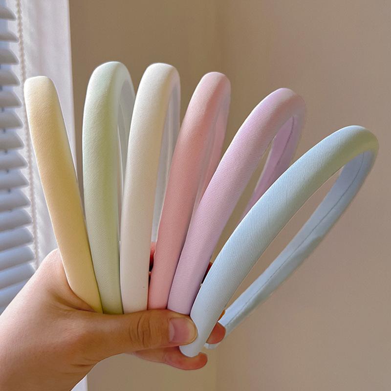 Korean Macaron Sponge Headband for Women Narrow Edge Face Wash Hair Band Girl Simple Hair Hoop