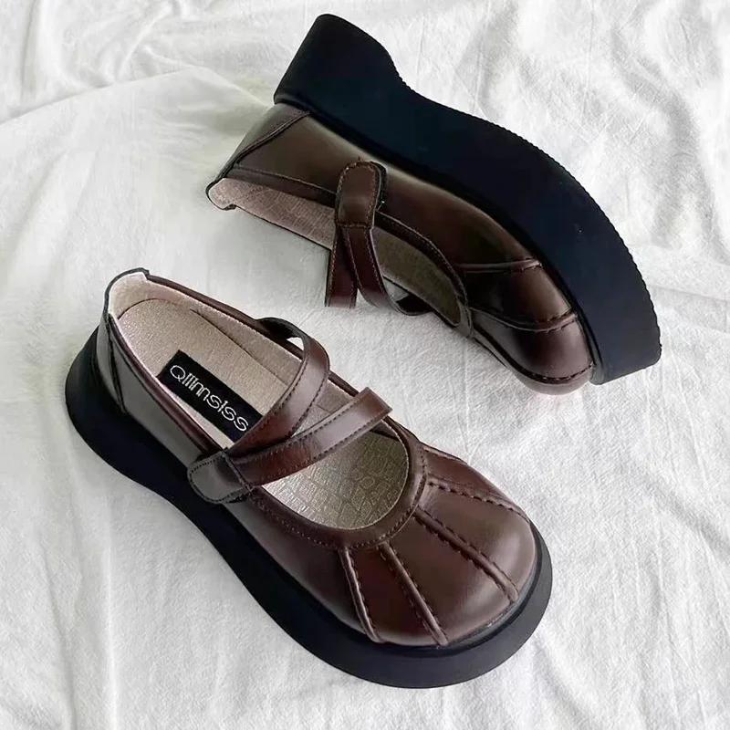 Модная обувь для женщин 2024 высокого качества с ремешком с пряжкой женские туфли на высоком каблуке модные неглубокие туфли-лодочки женские новые туфли на платформе с круглым носком