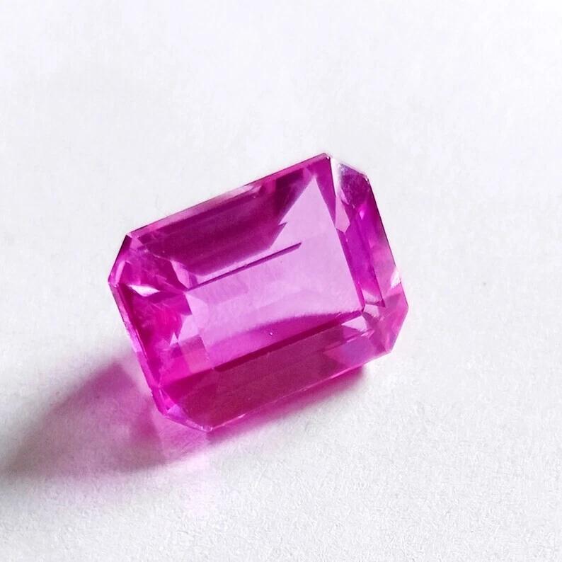 Certified Natural Pink Sapphire Emerald Cut 10-12 Ct Stunning Loose Gemstone