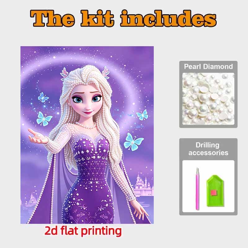 Disney DIY Жемчужная живопись Замороженная Анна Фиолетовое жемчужное платье Домашнее настенное украшение Жемчужные драгоценные камни Живопись Картины Поделки Домашнее украшение