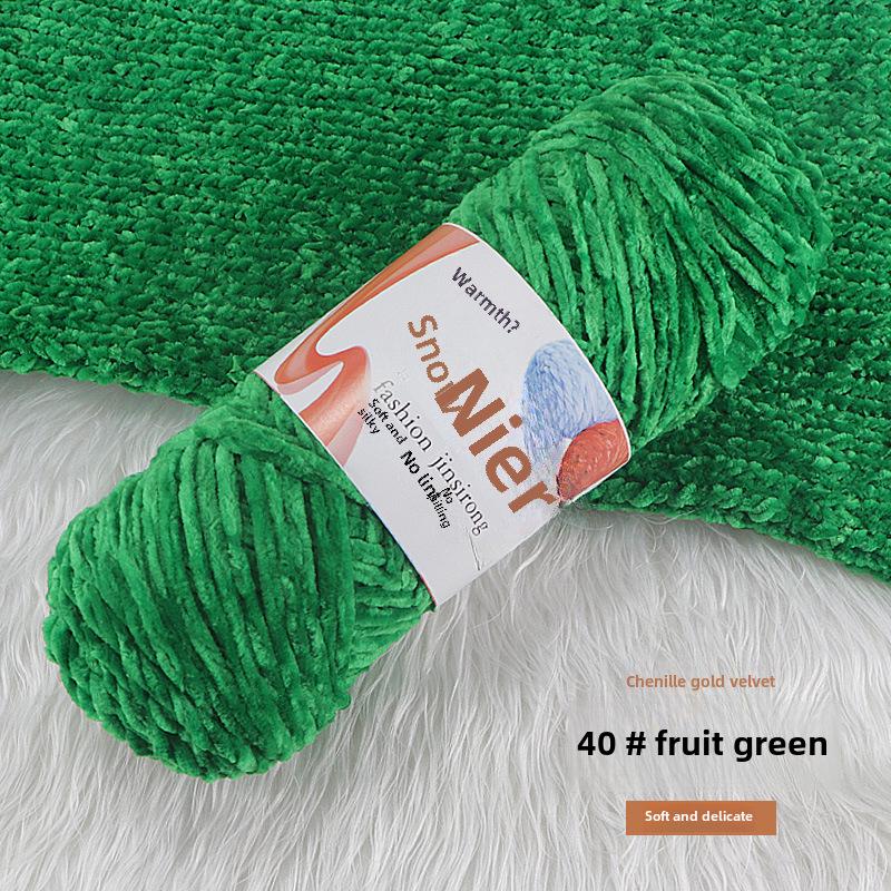 Вязаный шарф, шапка, тапочки крючком из золотистого бархата с шениллом, набор для самостоятельного вязания из кукольной шерсти