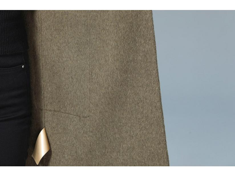 Женское кашемировое пальто средней длины двустороннее на осень/зиму 2025 - Элегантное шерстяное пальто для женщин среднего и пожилого возраста