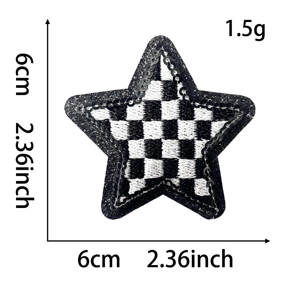 Leopard Print Star Plaid Glitter Embroidery Fabric Patch for DIY Hats and Bags