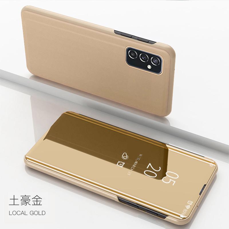 Умный чехол для телефона с зеркальным видом для Samsung Galaxy M13 4G, кожаный откидной чехол-подставка для Samung M23 M33 M53 5G 2022, защитный чехол