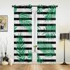 Черные полосы, зеленые листья, оконные шторы для гостиной, спальни, оконные занавески, бытовые кухонные шторы