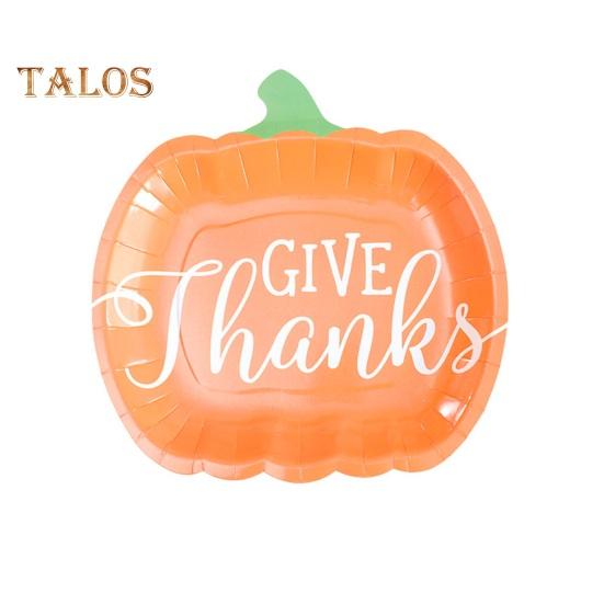 10 шт., бумажные тарелки с тыквой на Хэллоуин, праздничная посуда, маслостойкие обеденные тарелки на Хэллоуин, День Благодарения для вечеринок по сбору урожая