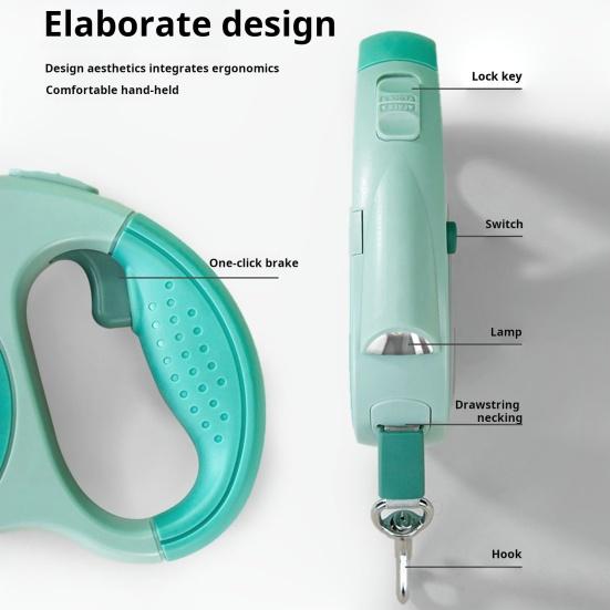 Выдвижной поводок для собак с эргономичной ручкой, пояс для прогулок с защитой от спутывания, фонариком и дозатором пакетов для фекалий для средних и маленьких собак