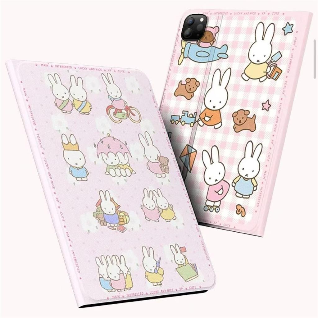 Чехол-книжка Miffy Boris Rabbit для iPad 10.2/iPad Pro, Милый силиконовый чехол, Легкий, Устойчивый к царапинам, Ударопрочный, Защита от падений, Функция подставки, P