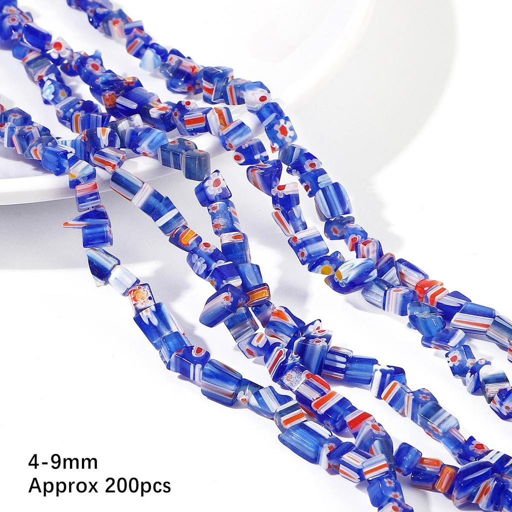 200 шт./пакет 4-9 мм разноцветные бусины в виде цветов, стеклянные бусины лэмпворк для DIY ожерелья, браслета, изготовления ювелирных изделий своими руками 80 см/16