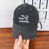 Spring and summer new black baseball hat for men and women Korean hole letter embroidery soft top versatile cap