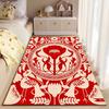 Red Floral Pattern with Birds suitable as a non-slip mat for the living room or bedroom sofa