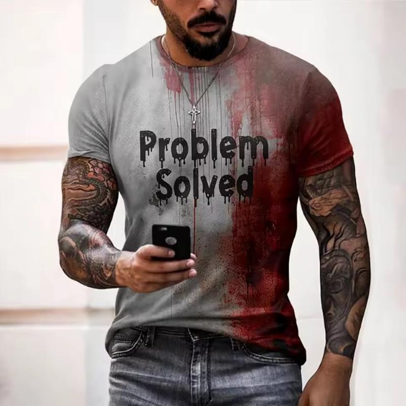 Men's T Shirts Print Tees Fashion Horrible Halloween Short Sleeve Casual Round Neck Oversized T-shirt Tops