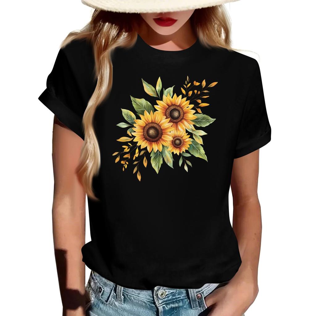 Женская модная футболка с круглым вырезом, повседневная, с ретро-принтом, с короткими рукавами