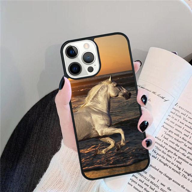 Черный Сильный Красивый Конь Жеребец Чехол Для iPhone 17 Air 15 16 14 13 12 Pro Max 11 Pro Max Plus Чехол Для Телефона Coque
