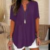 Женская рубашка с V-образным вырезом, коротким рукавом, свободный крой, повседневная рубашка, однотонная эластичная футболка, повседневная одежда