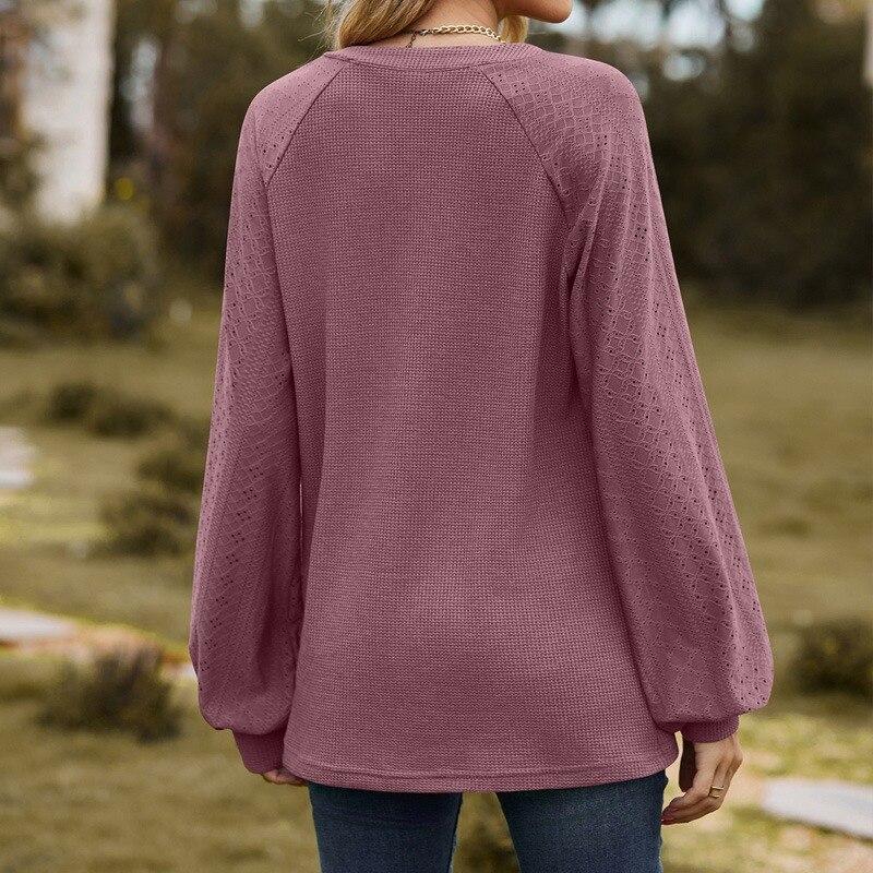 2023 Casual Loose Long Sleeve Woman Blouse Fashion Solid Color V Neck Womens Shirts Elegant Female Clothing Blusas 28423