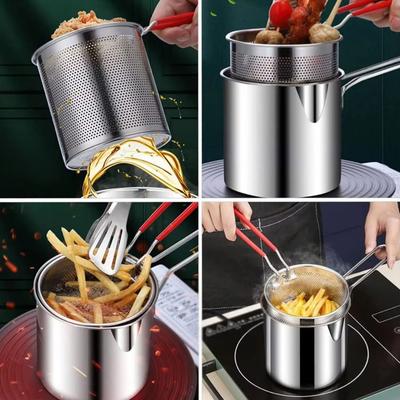 1 набор с ситом Фритюрница Горшок 304 Нержавеющая сталь Универсальная Сковорода-корзина для фритюра 1,2 л Экономичная кухонная кастрюля