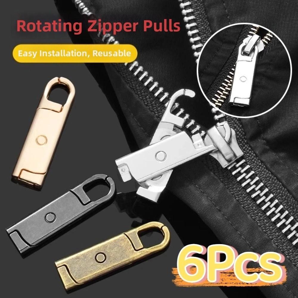 6 шт. Универсальный пуллер для молнии Съемный сменный пуллер для головки молнии Легкая установка Металлический язычок для молнии Слайдер Пуллеры Одежда