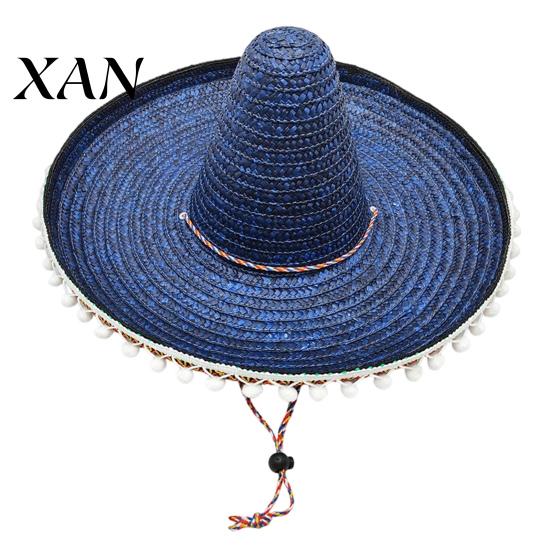 Casual Daily Hat Mexican Sombrero with Colorful Poms, Hawaiian Style Woven Straw Sun Hat, Wide Brim Lightweight Festival Party Costume for Summer