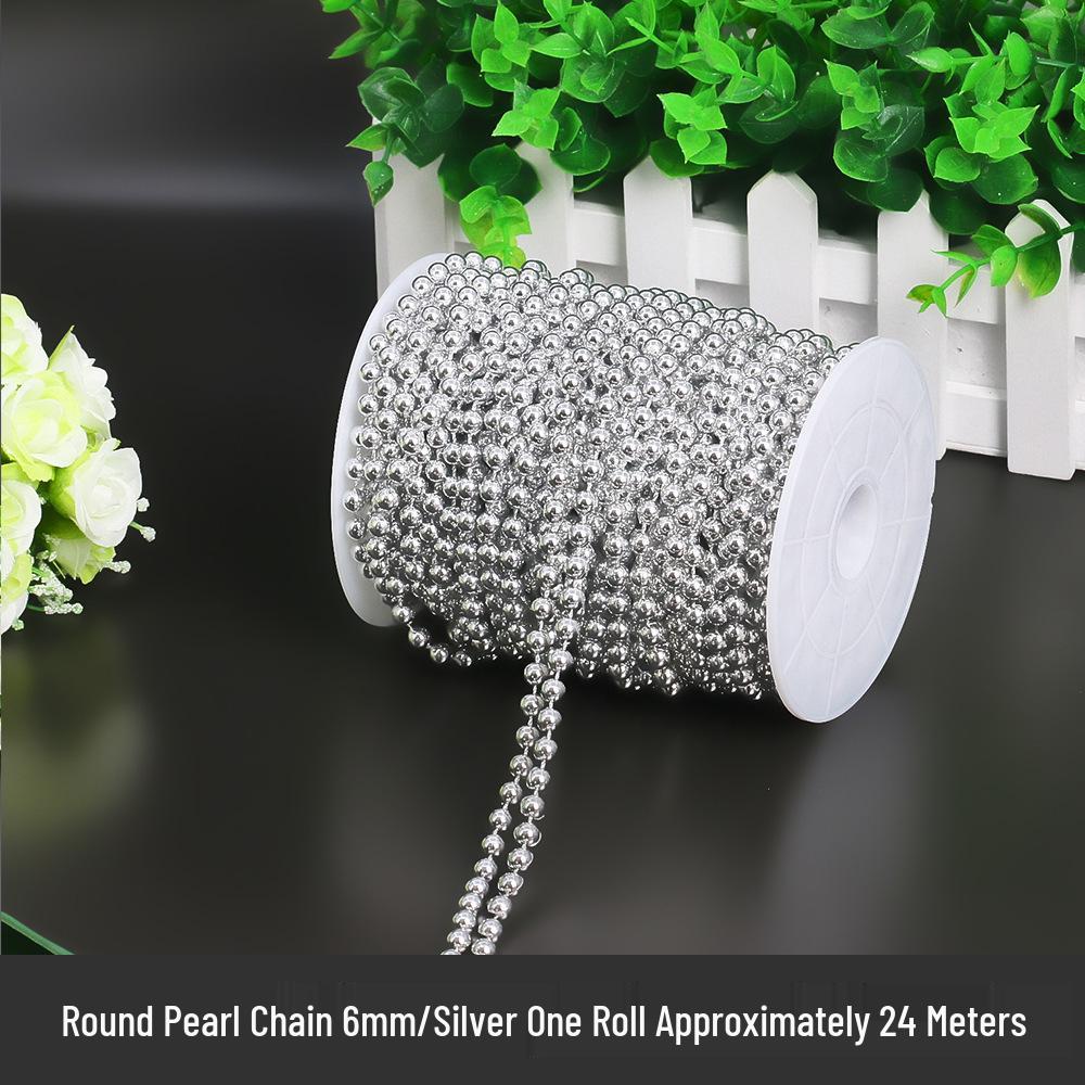 Gold & Silver Electroplated Bead String for DIY Christmas Tree Decorations