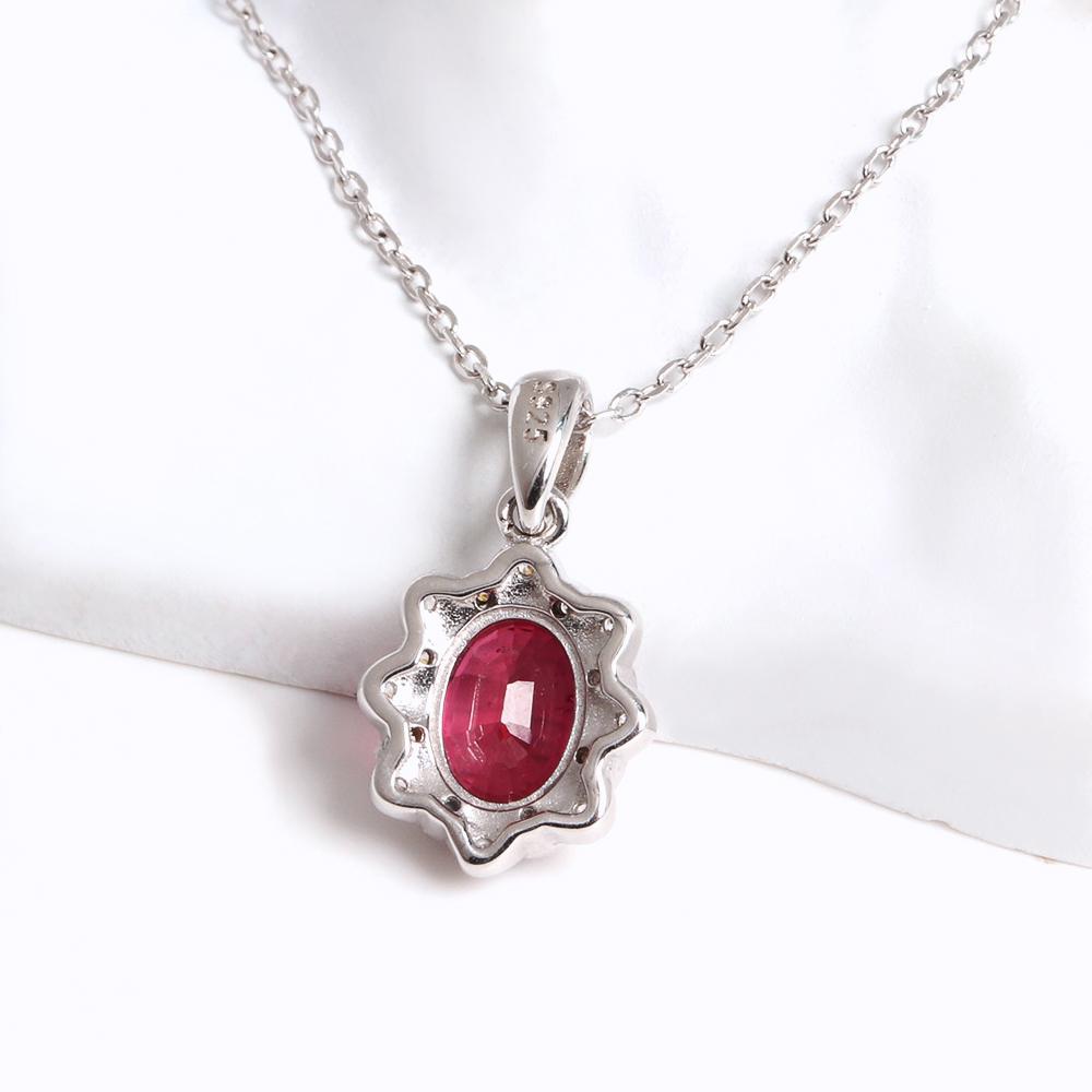 Natural Filled Ruby Jewelry Set July Birthstone 925 Silver Ring Earrings Necklace for Women Wedding Banquet Gifts Rare Precious