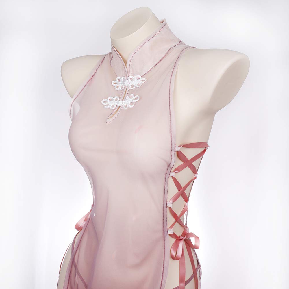 Сексуальное китайское платье для косплея Baby Doll в китайском стиле, китайская одежда, пижама, милое нижнее белье с цветочным узором, прозрачное, один размер