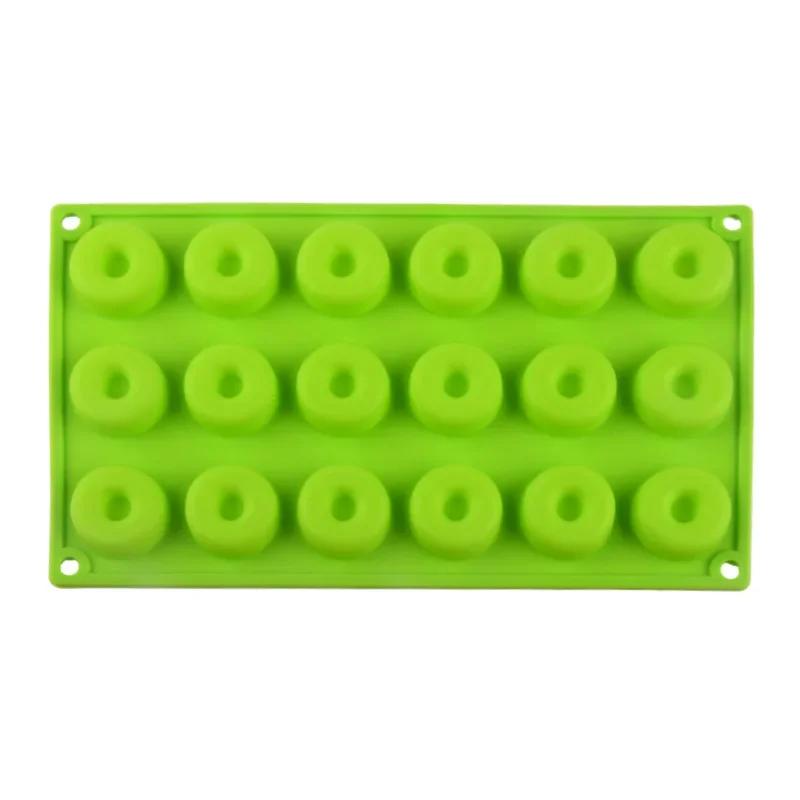 Жаропрочная силиконовая форма для пончиков на 18 пончиков, пищевая силиконовая форма для выпечки, антипригарная форма для мини-кексов