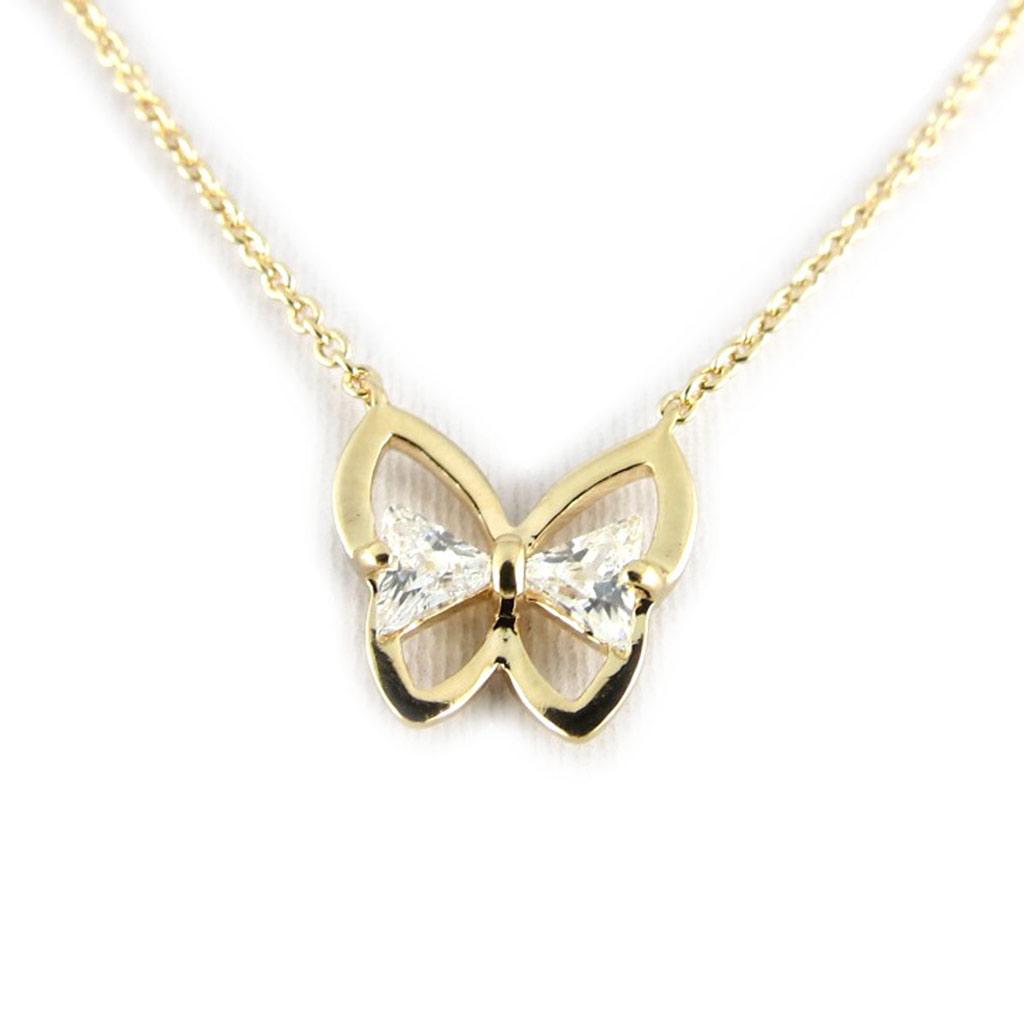 Les Trésors De Lily [K9127] - White 'Butterfly' Gold-Plated Necklace
