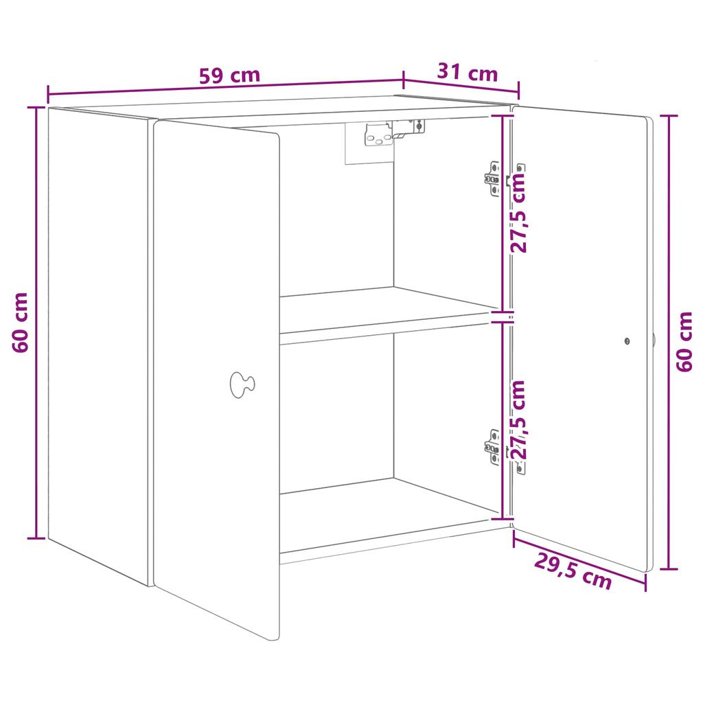 Wall Mounted Cabinet High Gloss White 59 x 31 x 60 cm Particleboard