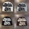 Vintage Letter Knit Hat For Men Women Winter Warm Beanie With No Brim Street Style