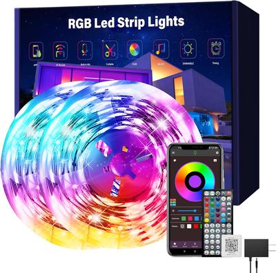 Светодиодная лента RGB 1-40 м SMD 5050 USB с пультом и управлением через приложение Bluetooth, гибкая лента-диод для подсветки задней панели телевизора, гостиной