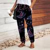 Women Butterfly Printing Pants Lace Up Elastic Waist Loose Trousers Casual Long Pants Trousers with Pockets