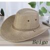 2021 New Outdoor Wide Brim Hat Men's Retro Classic Summer Cool Western Cowboy Hat All-match Linen Sun Hat